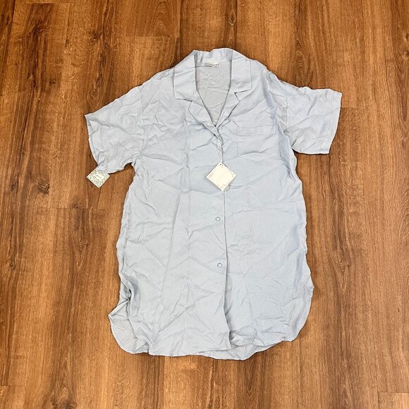 NEW Treesha Silk Sleep Shirt Blue Loungewear Sz M - Picture 8 of 12